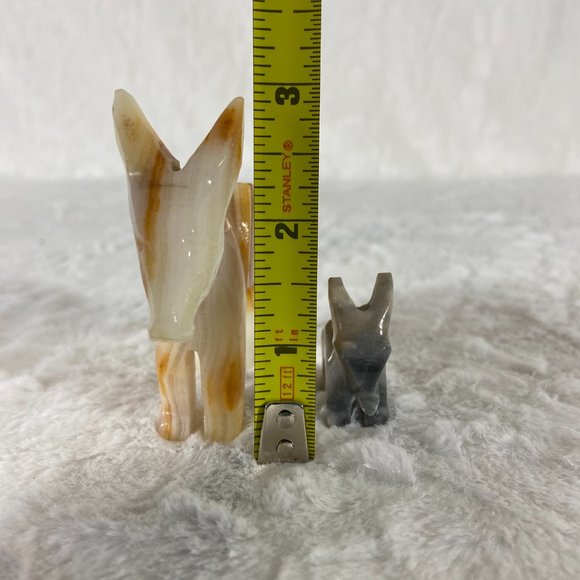 Vintage Mexico Carved Onyx Donkey Mule Burro set of 2 - Picture 6 of 6